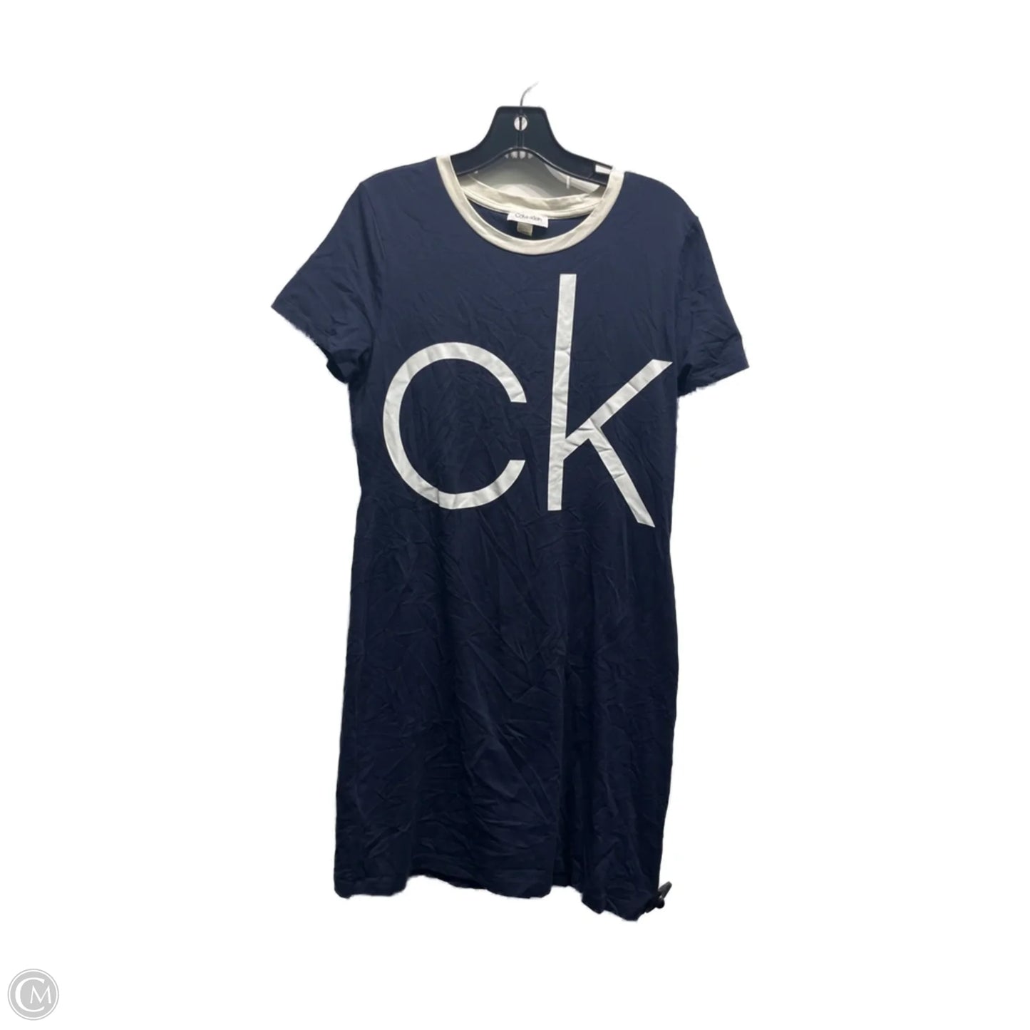 Dress Casual Short By Calvin Klein In Blue & White, Size: M