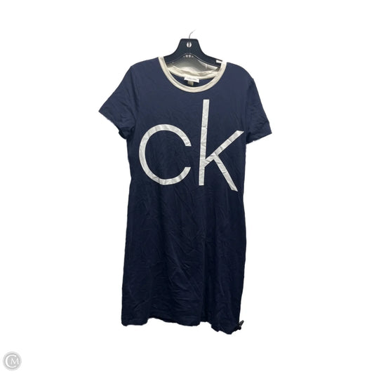 Dress Casual Short By Calvin Klein In Blue & White, Size: M