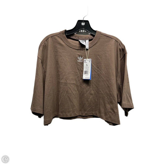 Athletic Top Short Sleeve By Adidas In Brown, Size: L