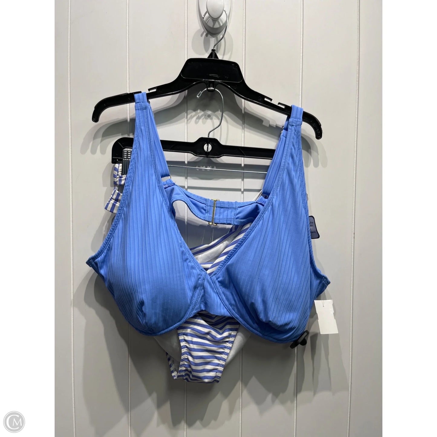 Swimsuit 2pc By Time And Tru In Blue & White, Size: 3x