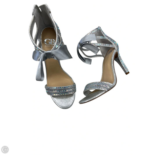 Sandals Heels Stiletto By Gianni Bini In Silver, Size: 9
