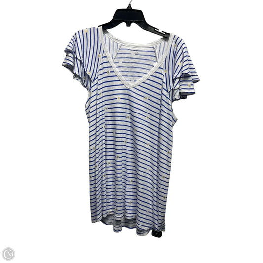 Top Short Sleeve Basic By Lane Bryant In Blue & White, Size: 10