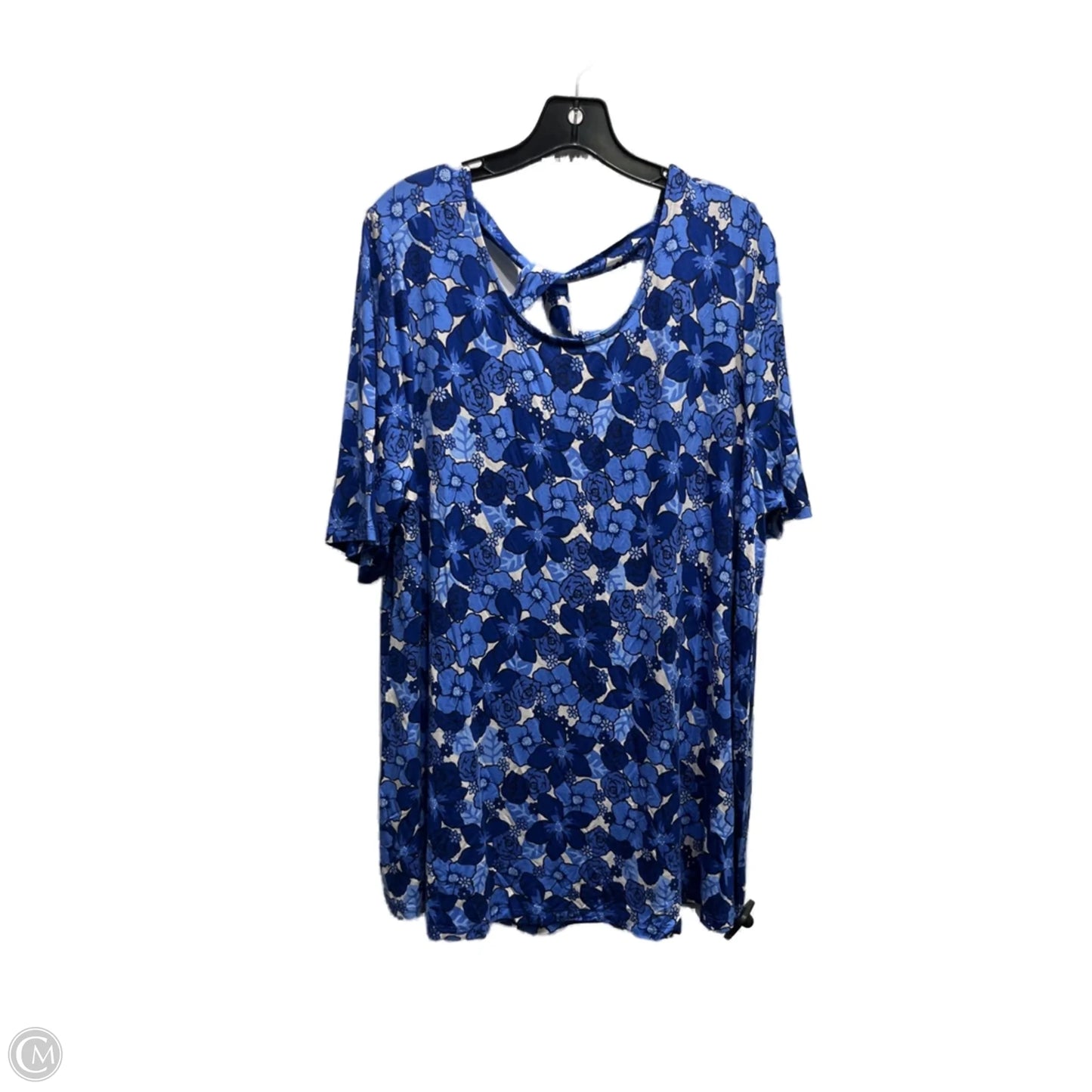 Top Short Sleeve By Lane Bryant In Blue & White, Size: 14