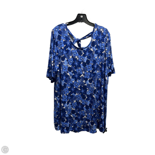 Top Short Sleeve By Lane Bryant In Blue & White, Size: 14