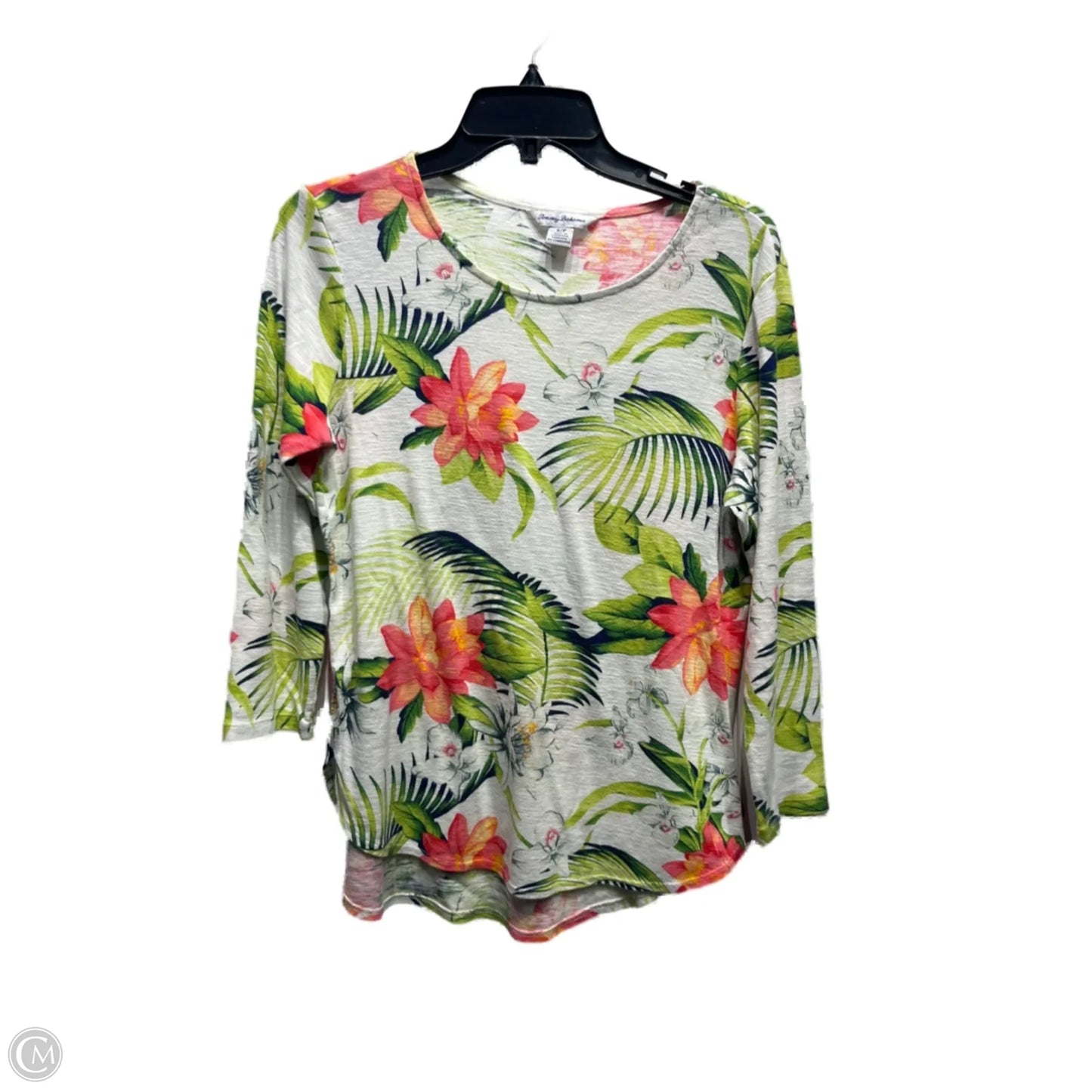 Top Long Sleeve By Tommy Bahama In Green & White, Size: S