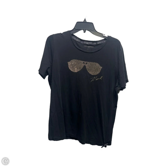 Top Short Sleeve By Karl Lagerfeld In Black & Gold, Size: M