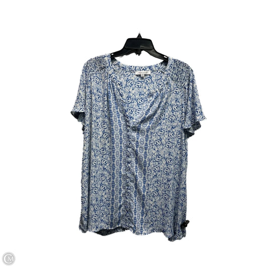 Top Short Sleeve By Rose And Olive In Blue & White, Size: 2x