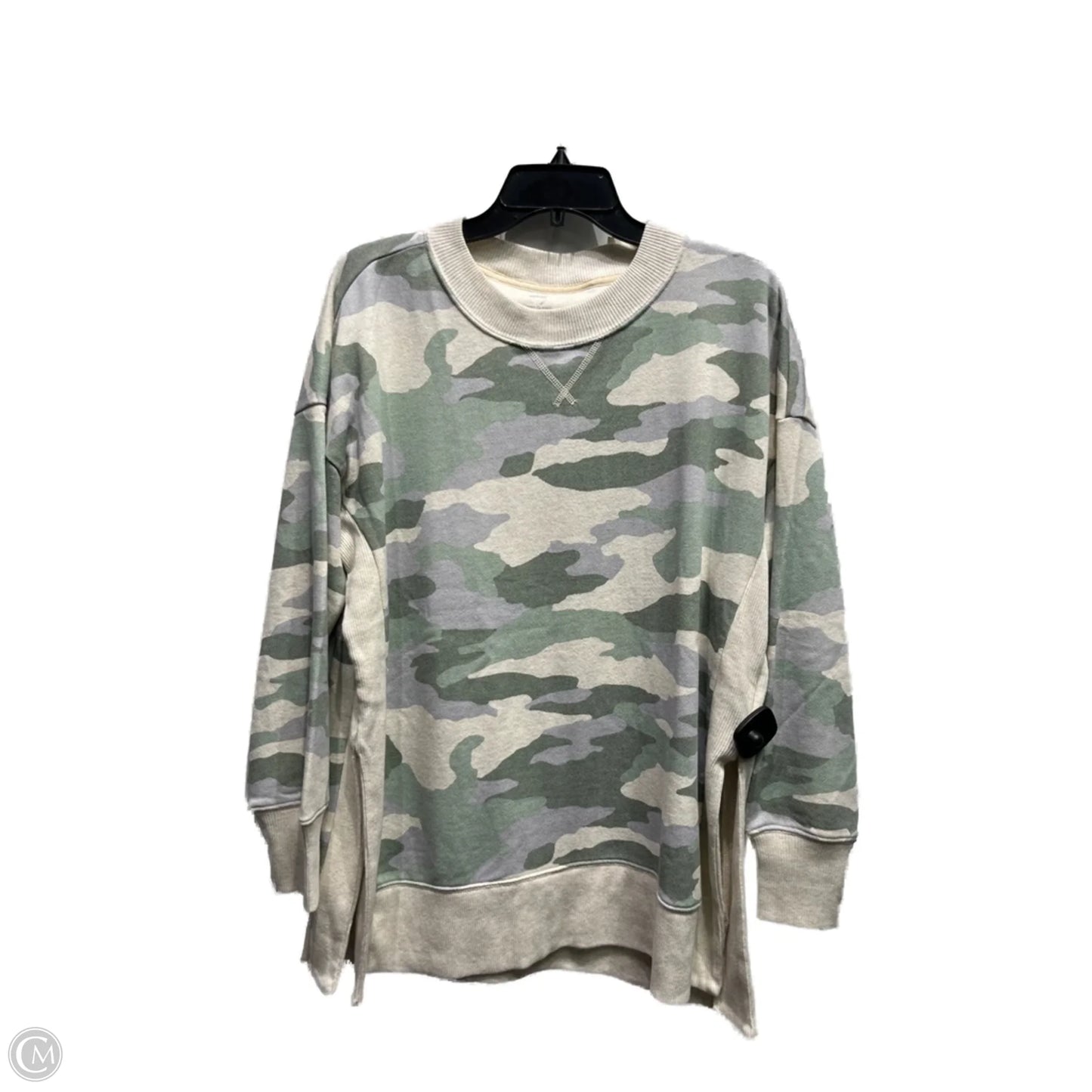 Sweatshirt Crewneck By Aerie In Cream & Green, Size: M