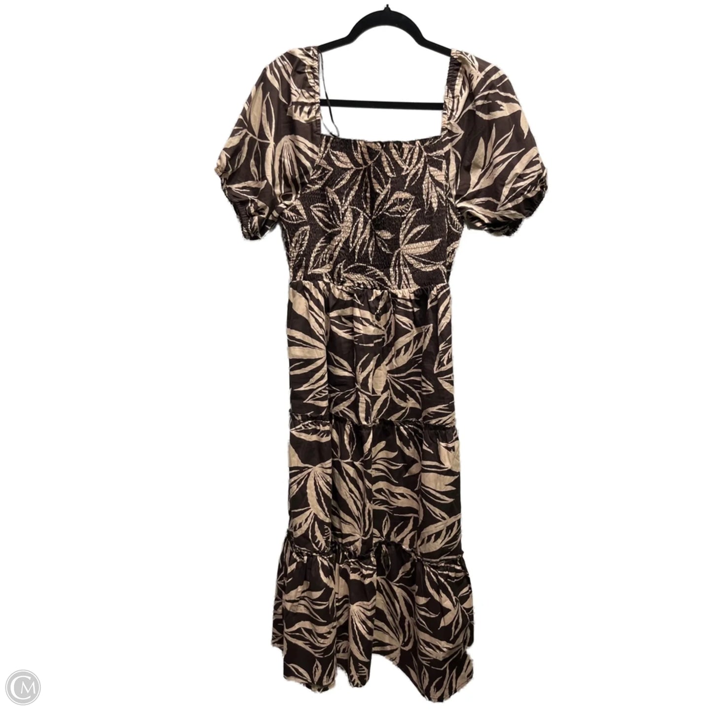 Dress Casual Maxi By  MEADOW RHODES In Brown & Cream, Size: Xlp