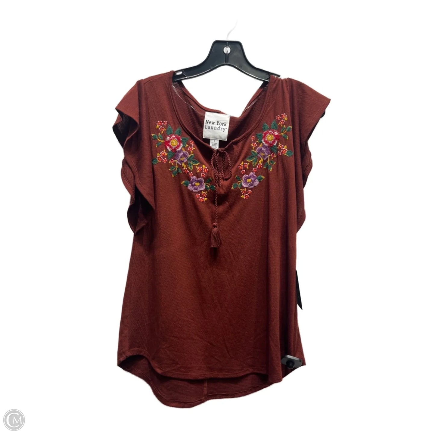Top Short Sleeve By New York Laundry In Maroon, Size: S