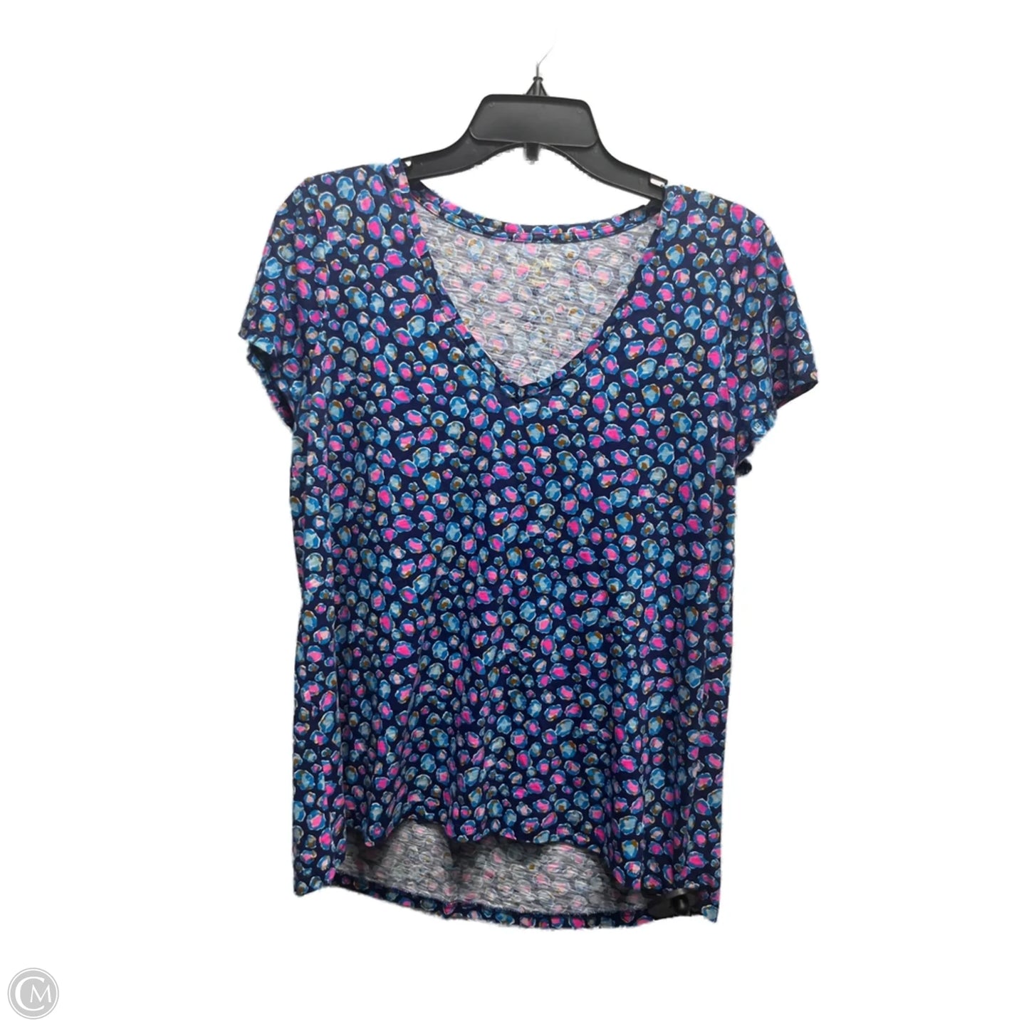 Top Short Sleeve Designer By Lilly Pulitzer In Blue & Pink, Size: M