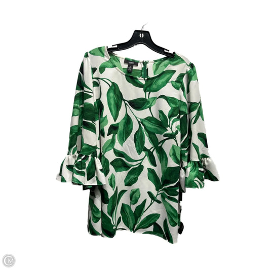 Top 3/4 Sleeve By Alfani In Green & White, Size: 1x