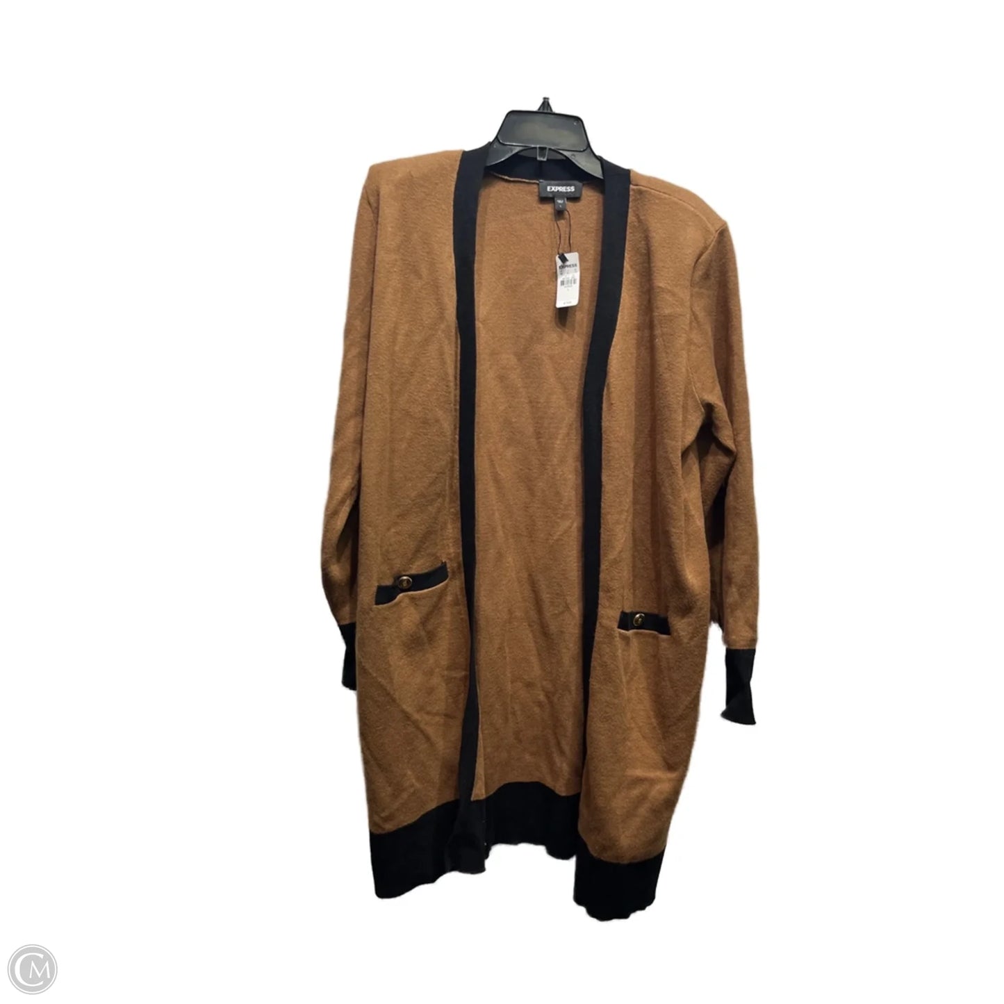 Sweater Cardigan By Express In Black & Brown, Size: L