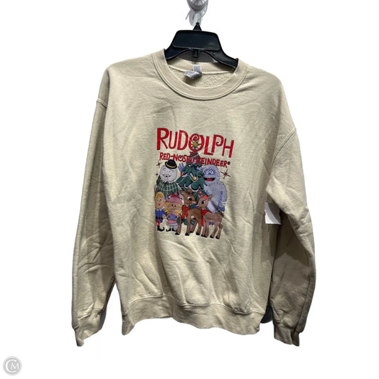 Sweatshirt Crewneck By Gildan In Tan, Size: M