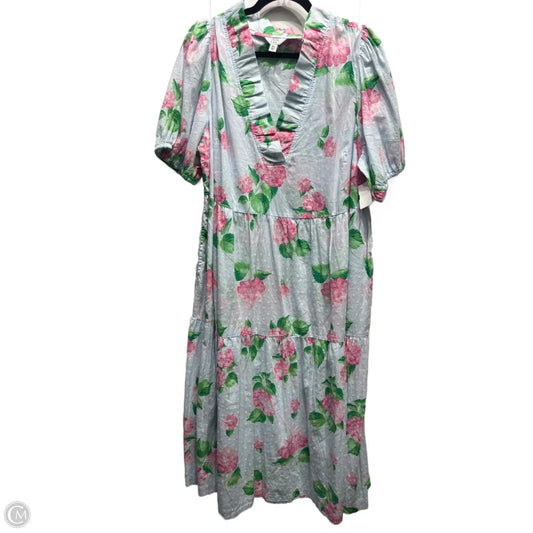 Dress Casual Midi By Crown And Ivy In Green & Pink, Size: 2x