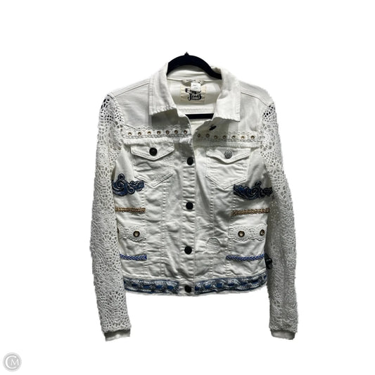 Jacket Denim By Desigual In White, Size: 8