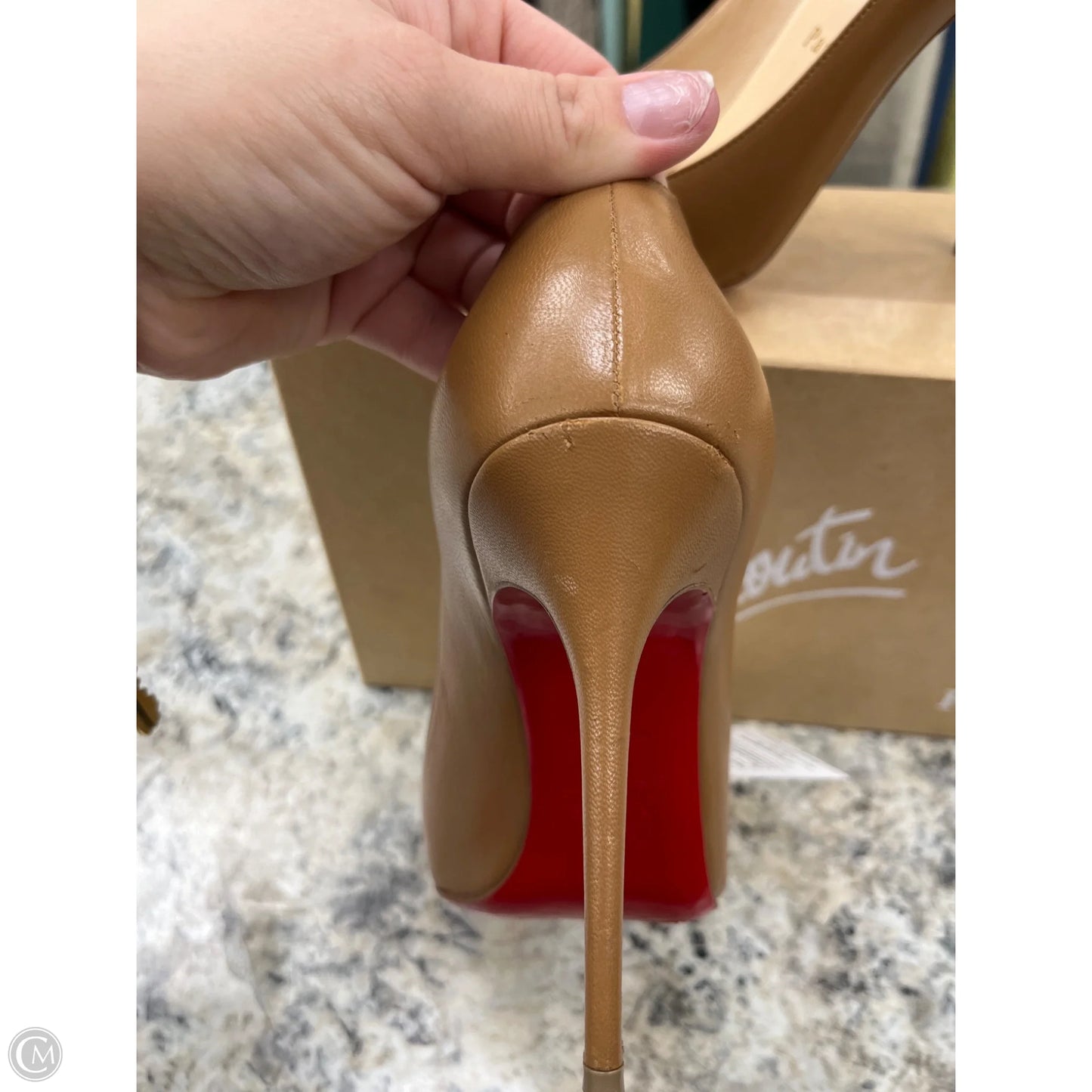 Shoes Luxury Designer By Christian Louboutin In Brown, Size: 8.5