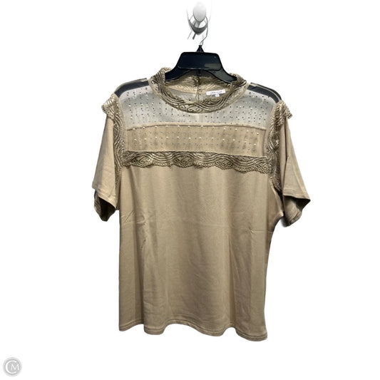 Top Short Sleeve By White Birch In Tan, Size: 3x