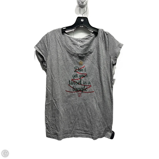 Top Short Sleeve Basic By New York And Co In Grey & Red, Size: M