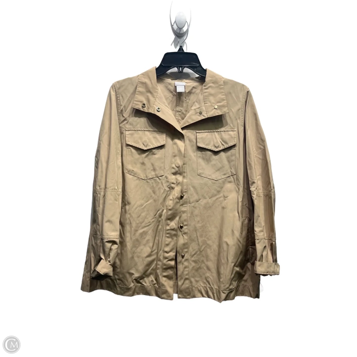 Jacket Windbreaker By Chicos In Tan, Size: 12