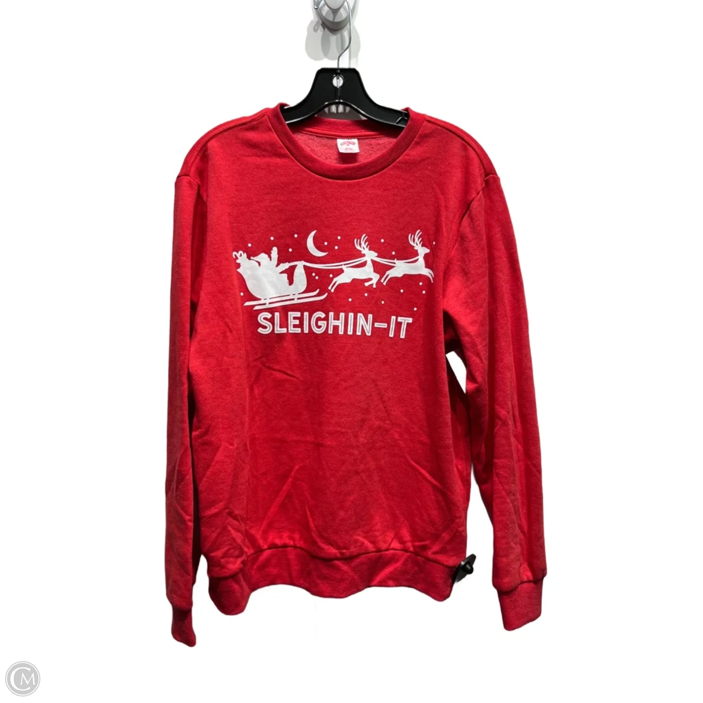 Sweatshirt Crewneck By Holiday Time In Red & White, Size: S