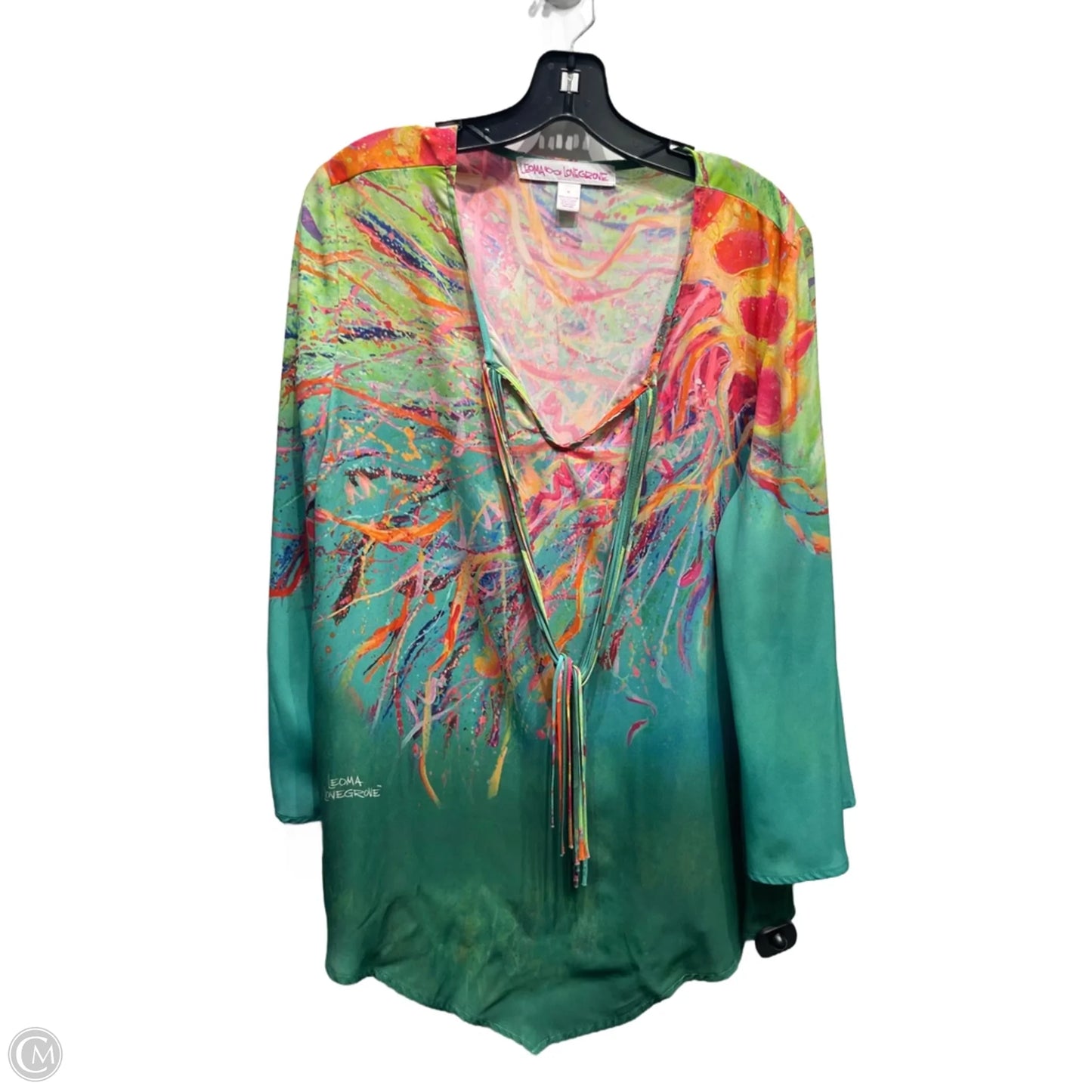 Top Long Sleeve By Leoma Lovegrove In Green & Pink, Size: Xl