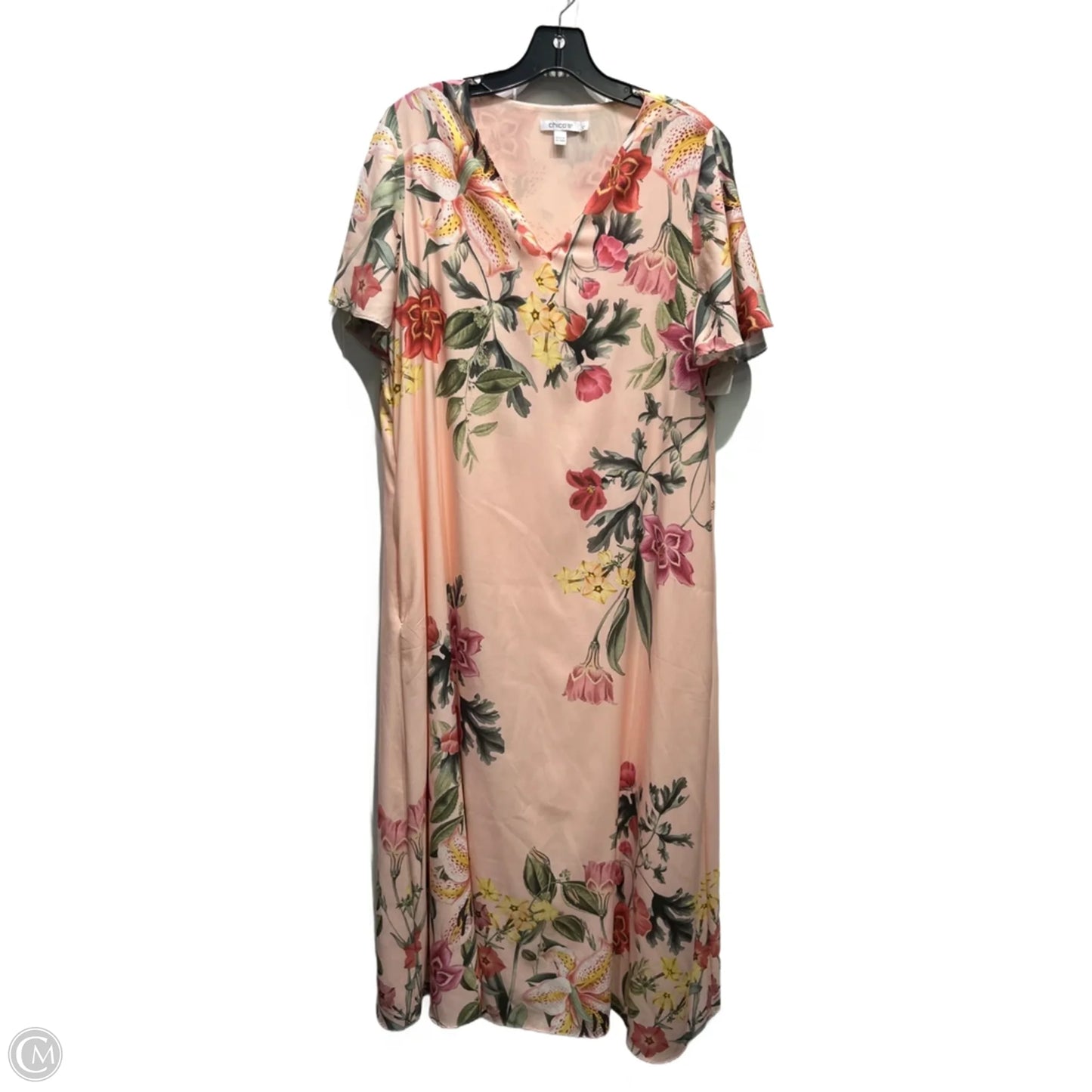 Dress Casual Maxi By Chicos In Pink & Yellow, Size: M