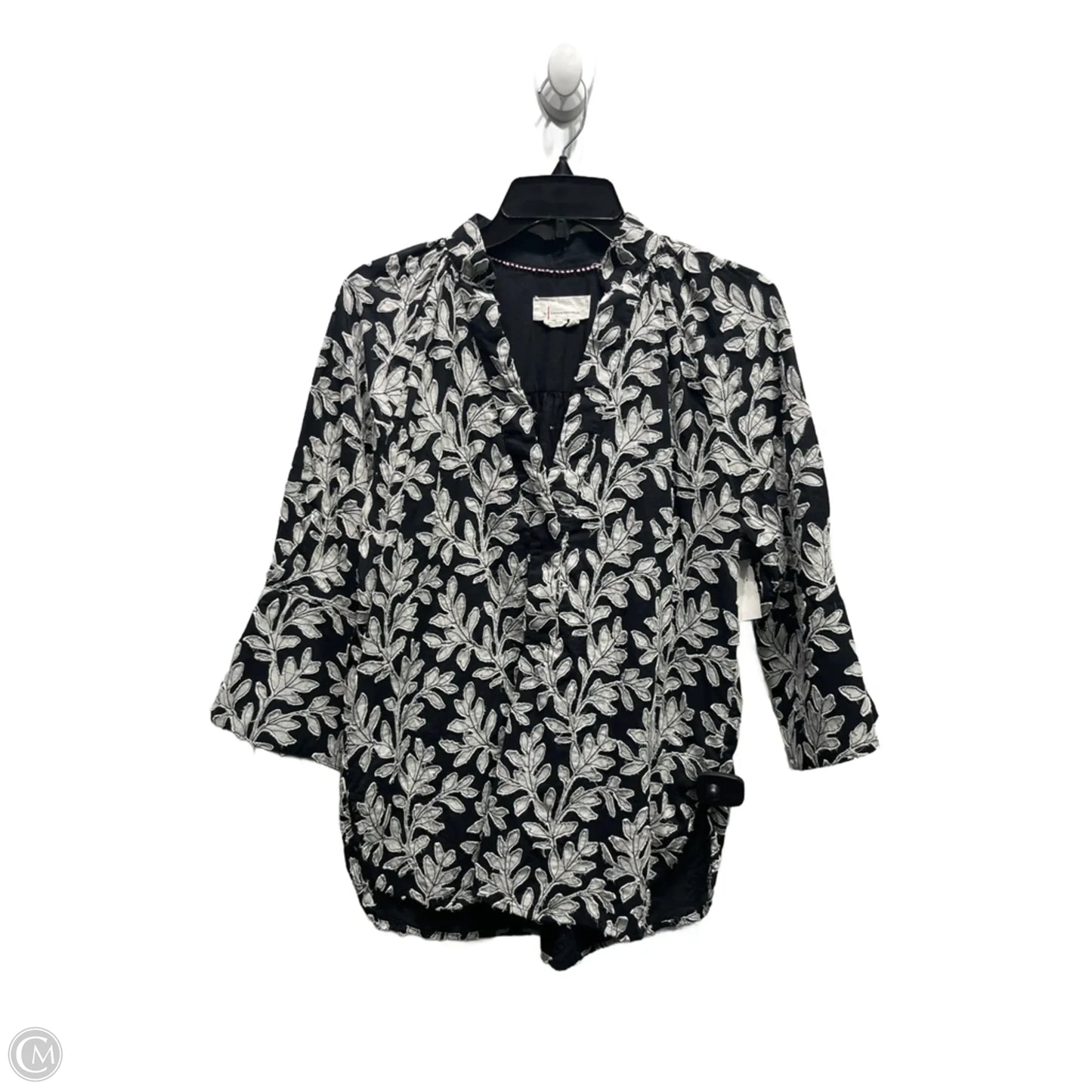 Top 3/4 Sleeve By Anthropologie In Black & White, Size: S