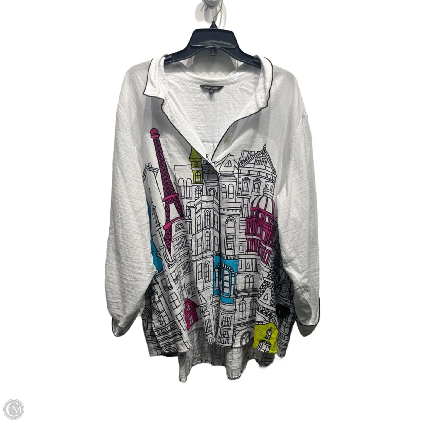 Top Long Sleeve By John Mark In Blue & Pink, Size: 2x