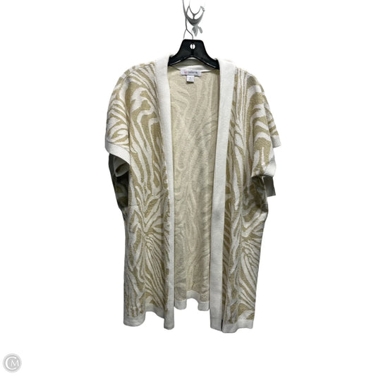 Sweater Cardigan By Liz Claiborne In Tan & White, Size: Xl