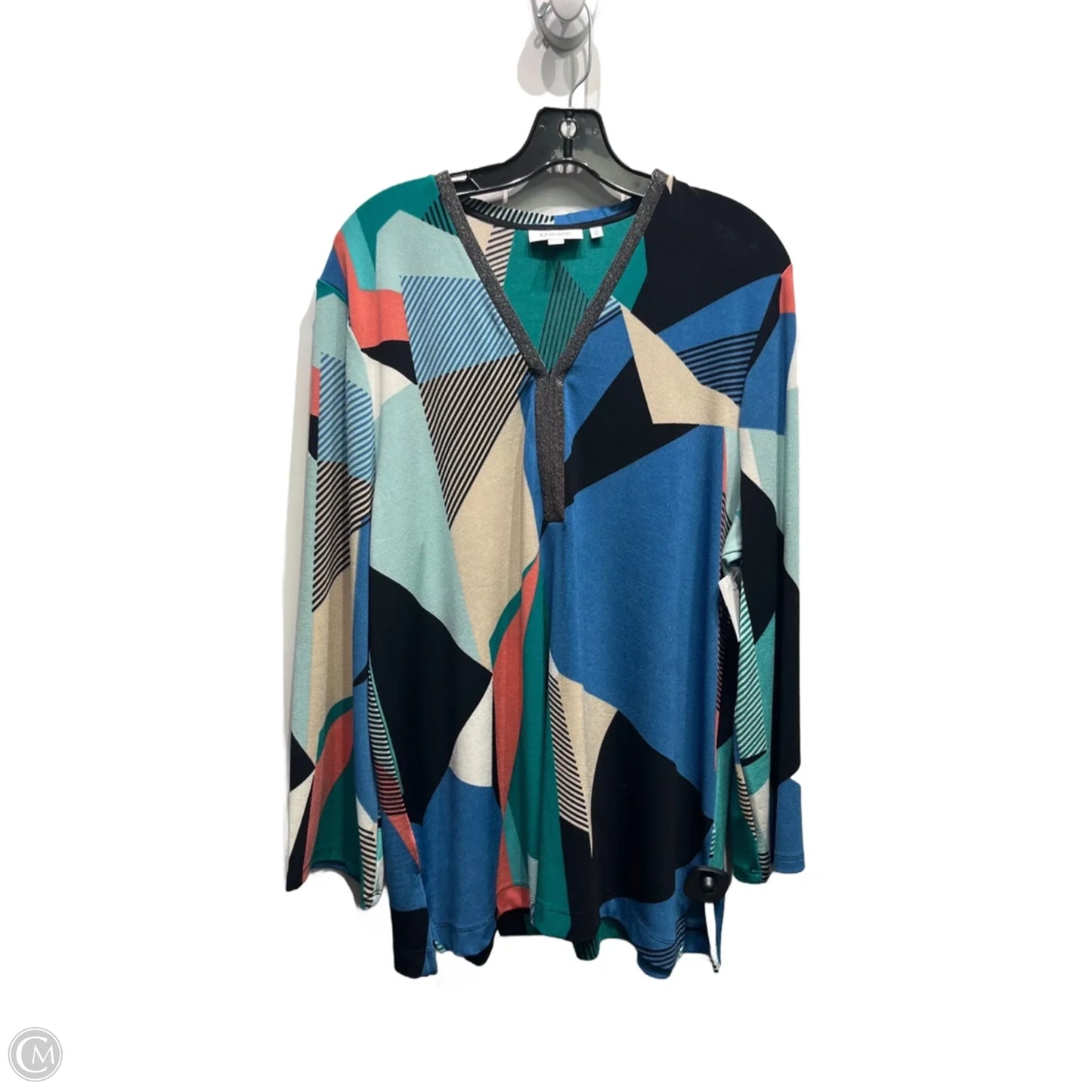 Top Long Sleeve By Chicos In Green & Pink, Size: Xl