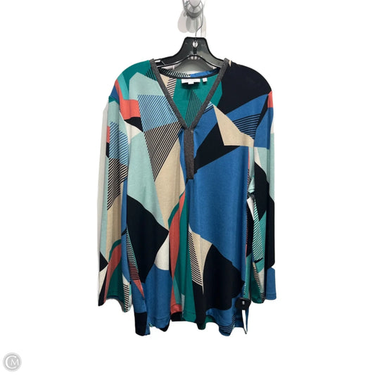 Top Long Sleeve By Chicos In Green & Pink, Size: Xl