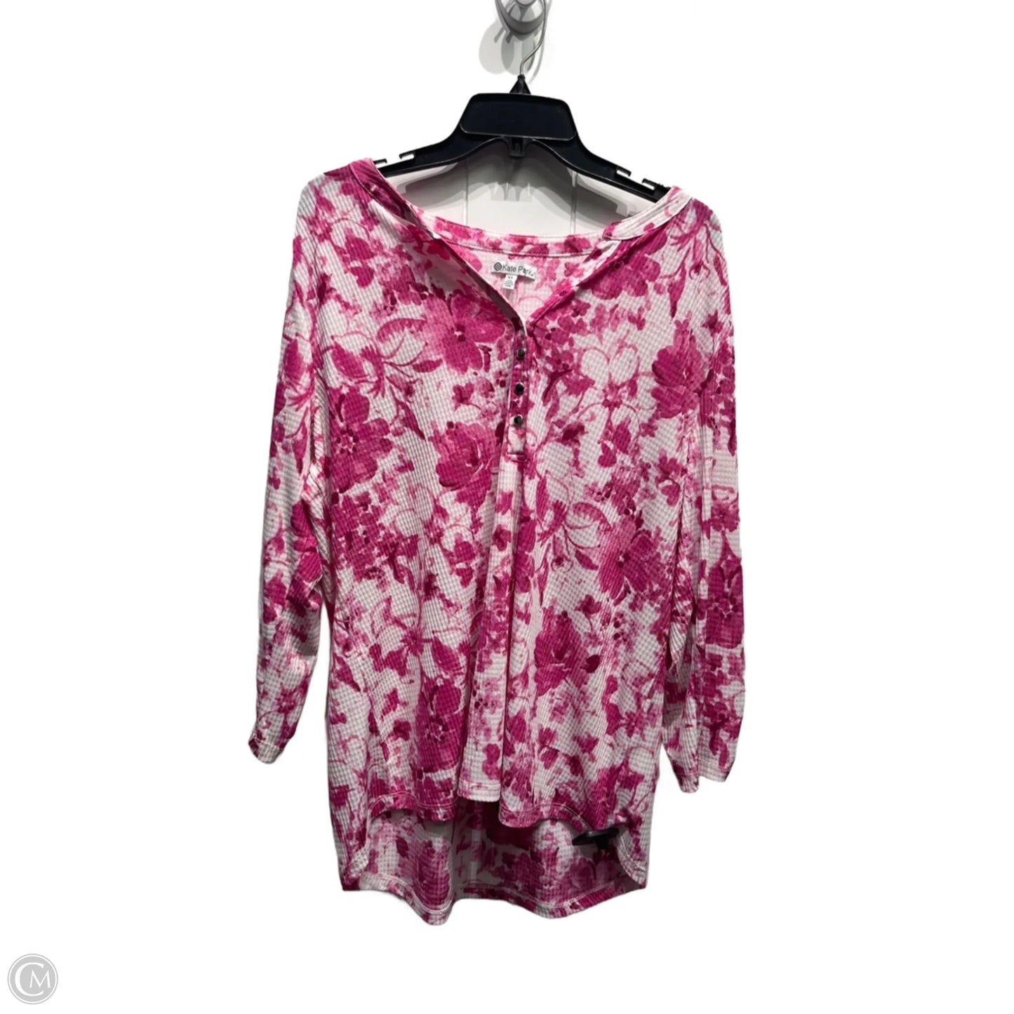 Top Long Sleeve By kate park In Pink & White, Size: Xl