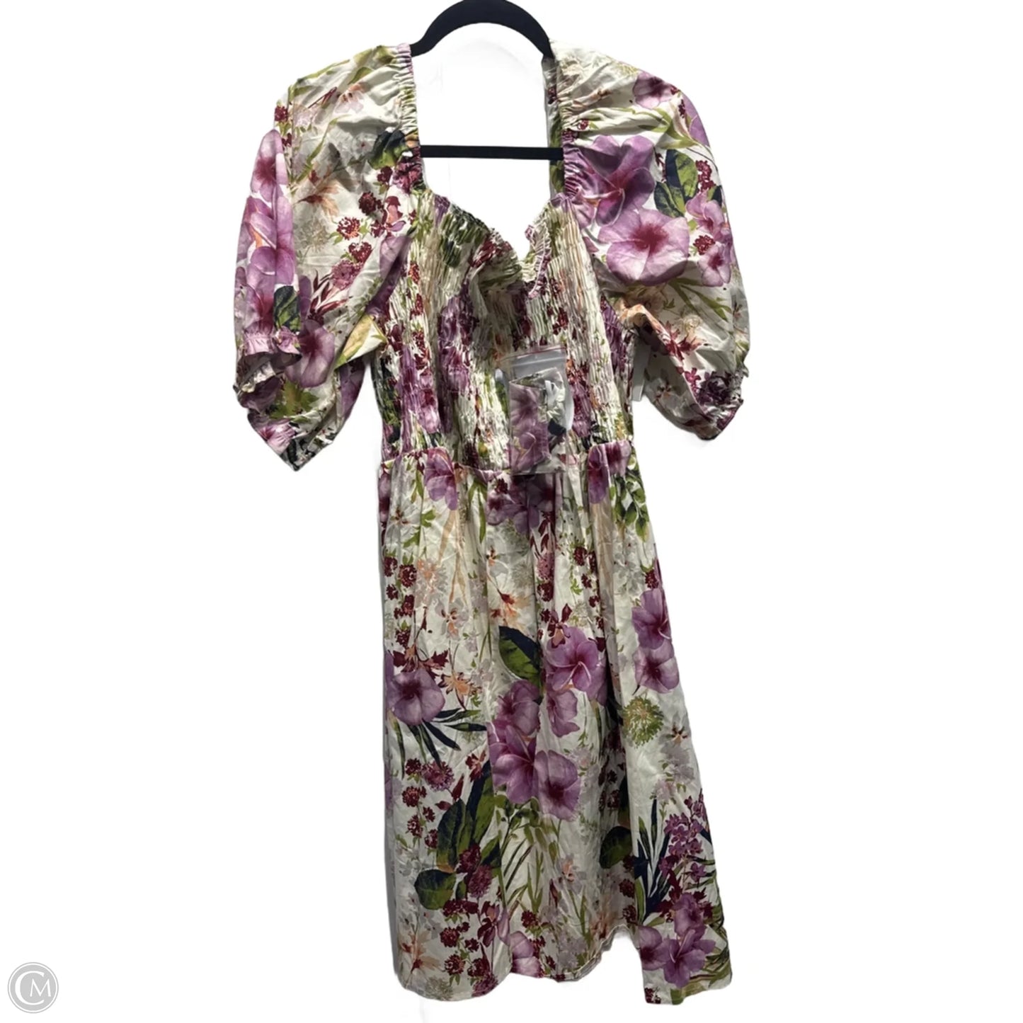 Dress Casual Short By melo0nie In Cream & Purple, Size: 22