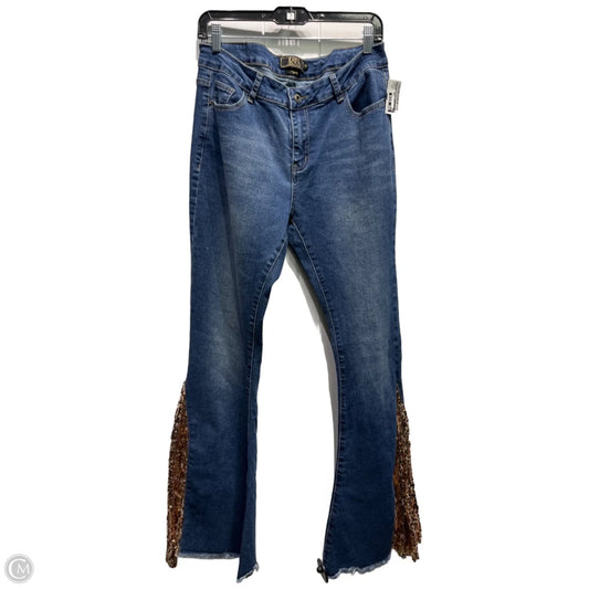 Jeans Flared By Lucky & Blessed In Blue & Gold, Size: 10