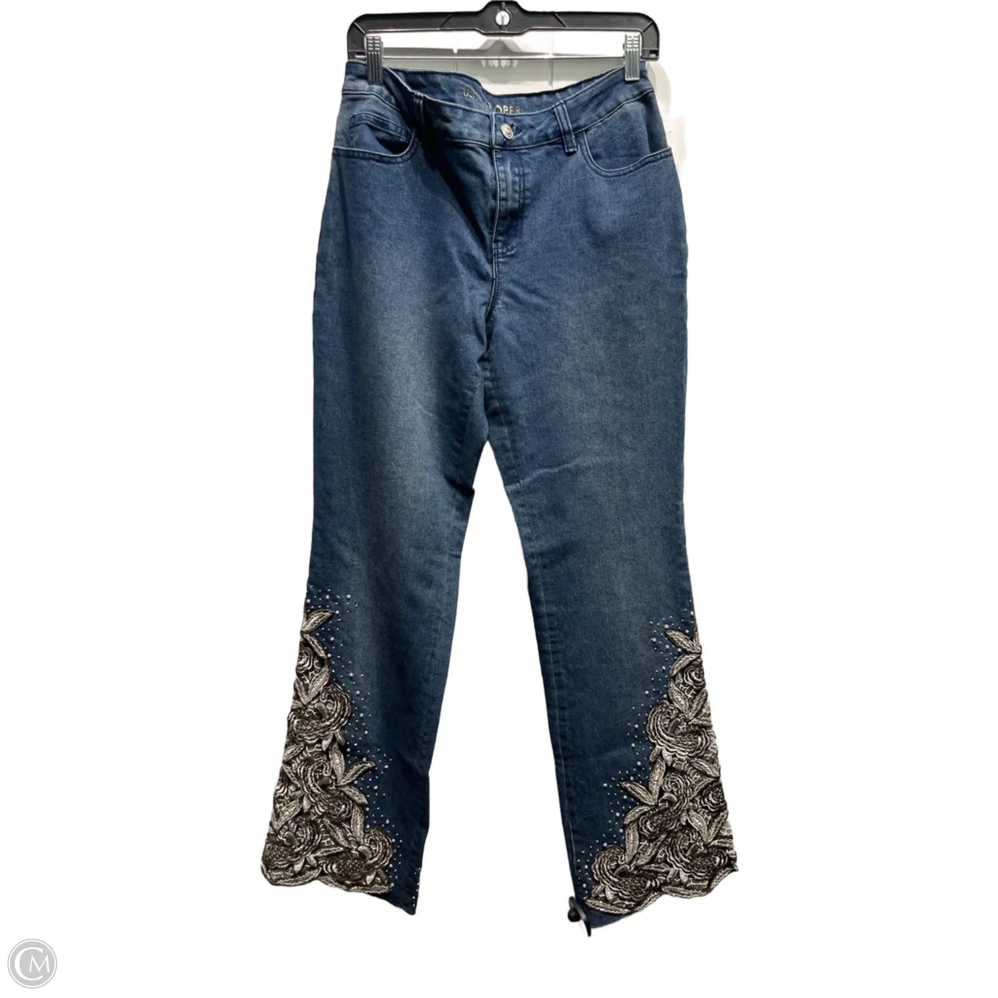 Jeans Flared By Boston Proper In Blue & Gold, Size: 10