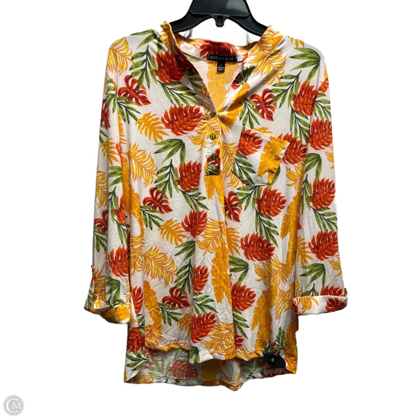 Top Long Sleeve By Clothes Mentor In Orange & Yellow, Size: Xl