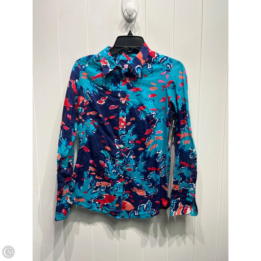 Top Long Sleeve Designer By Lilly Pulitzer In Blue & Pink, Size: 6