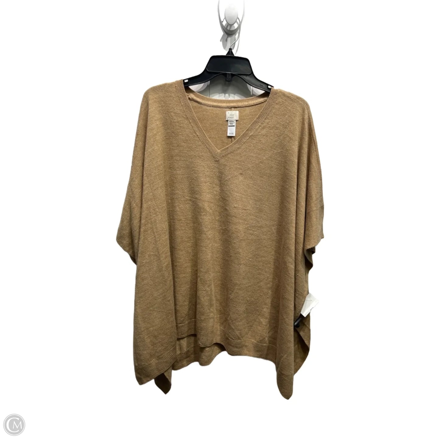 Sweater Short Sleeve By A New Day In Tan, Size: Osfm