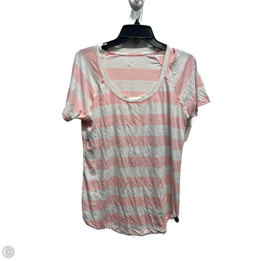 Athletic Top Short Sleeve By Lululemon In Pink & White, Size: L