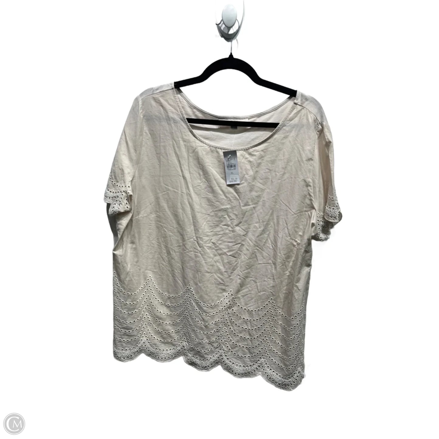 Top Short Sleeve By Loft In Taupe, Size: Xl