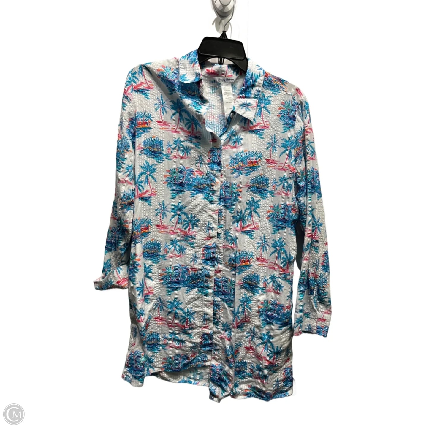 Tunic Long Sleeve By Tommy Bahama In Blue & White, Size: M