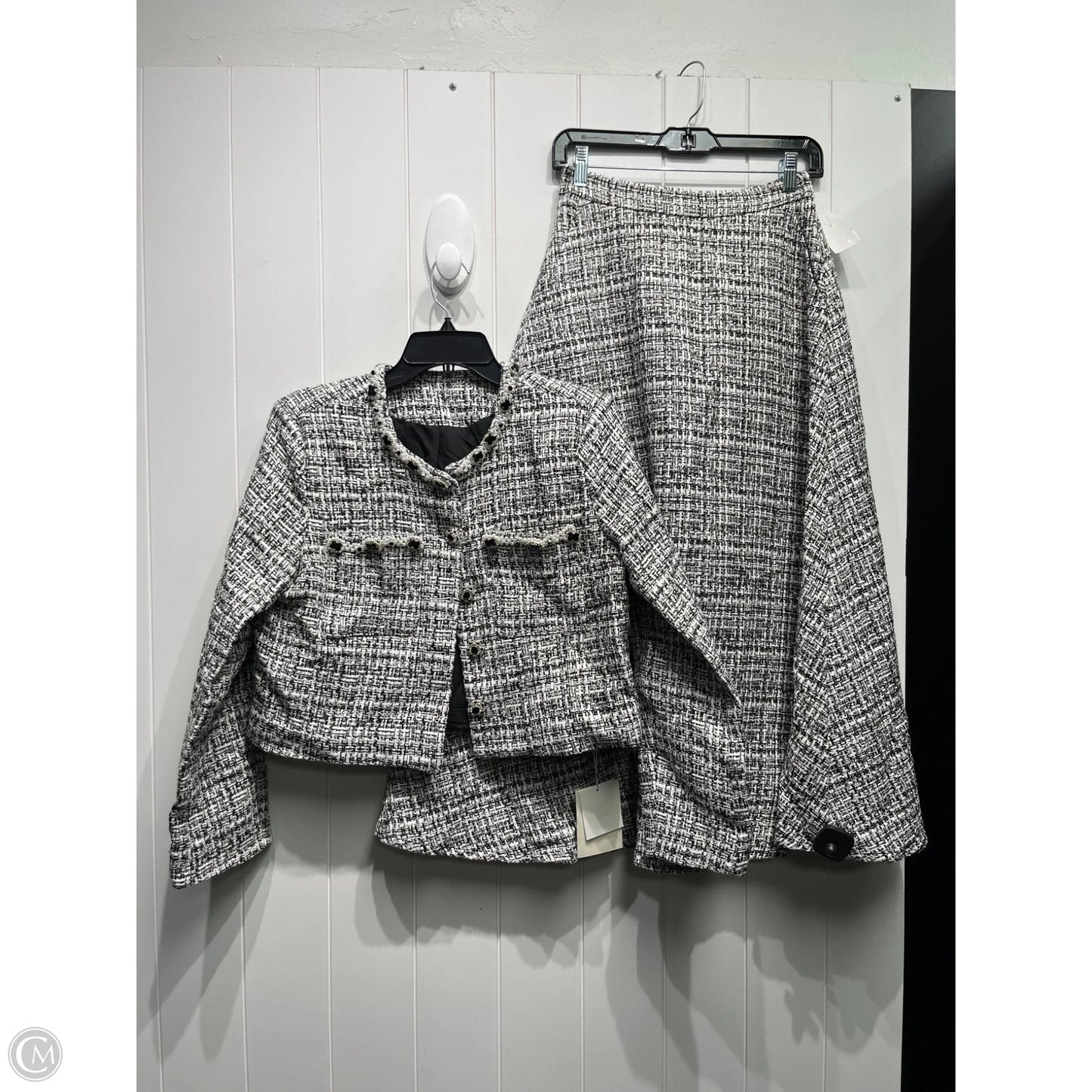 Skirt Set 2pc By Bamboo In Black & White, Size: L