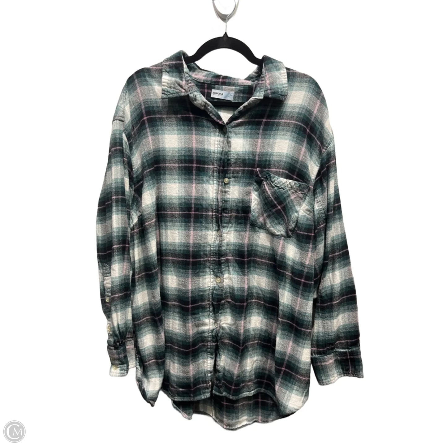 Top Long Sleeve By Sonoma In Green & Purple, Size: 3x