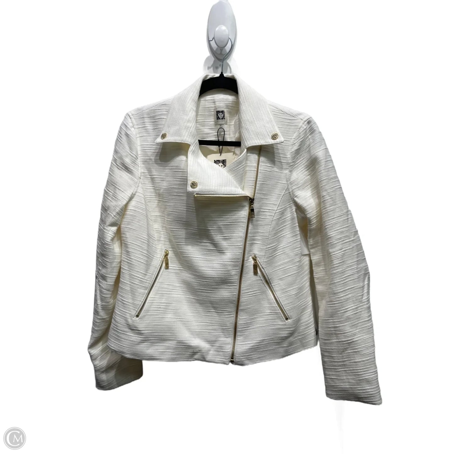 Jacket Moto By Anne Klein In White, Size: M