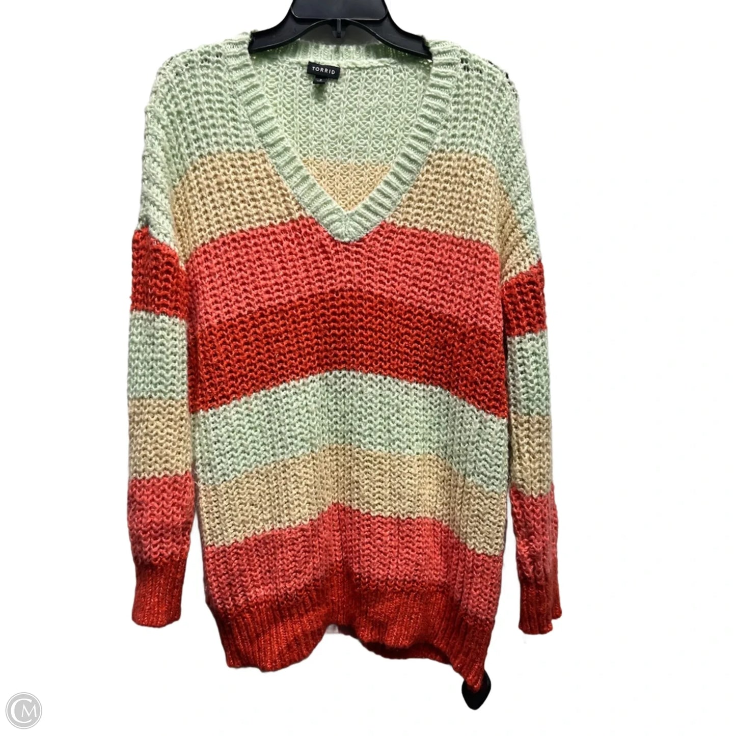 Sweater By Torrid In Green & Orange, Size: 2x