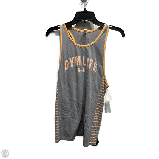 Athletic Tank Top By Under Armour In Grey & Orange, Size: S