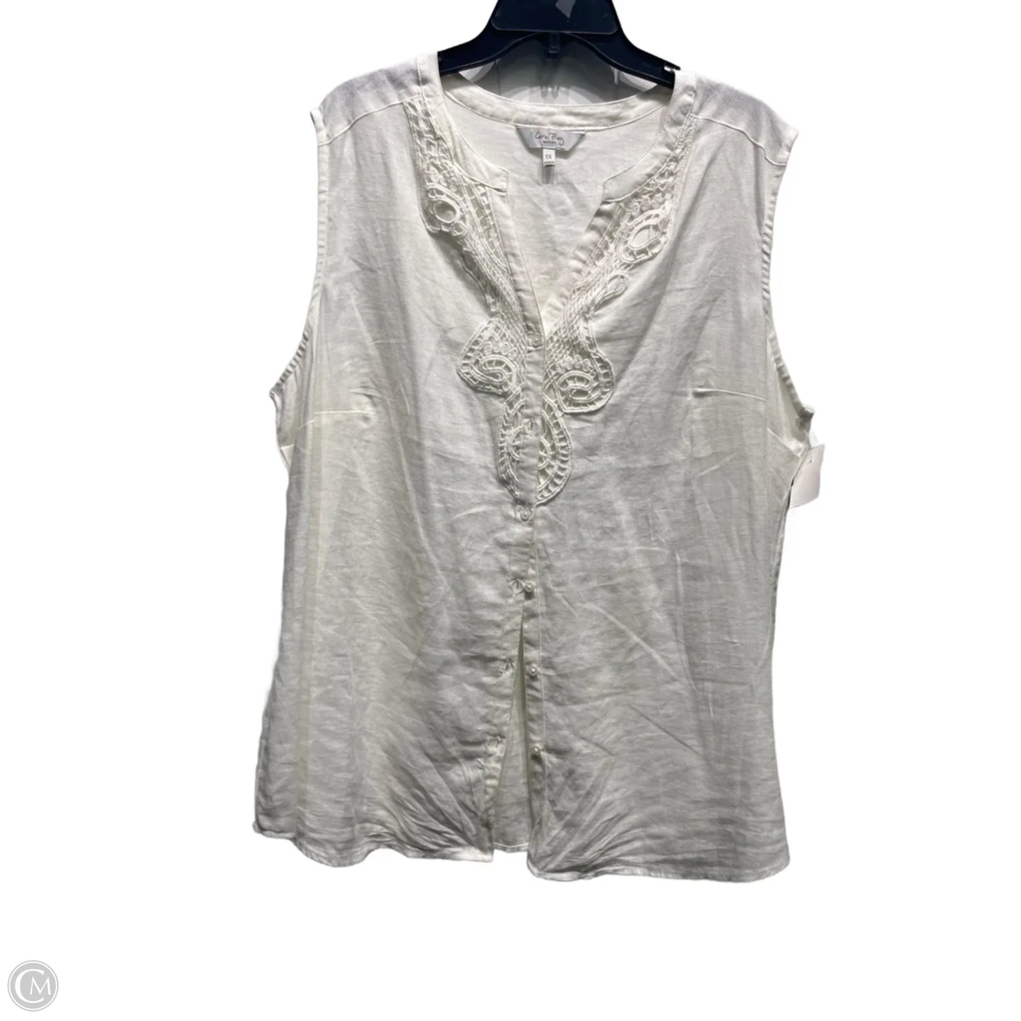 Top Sleeveless By Coral Bay In White, Size: 1x