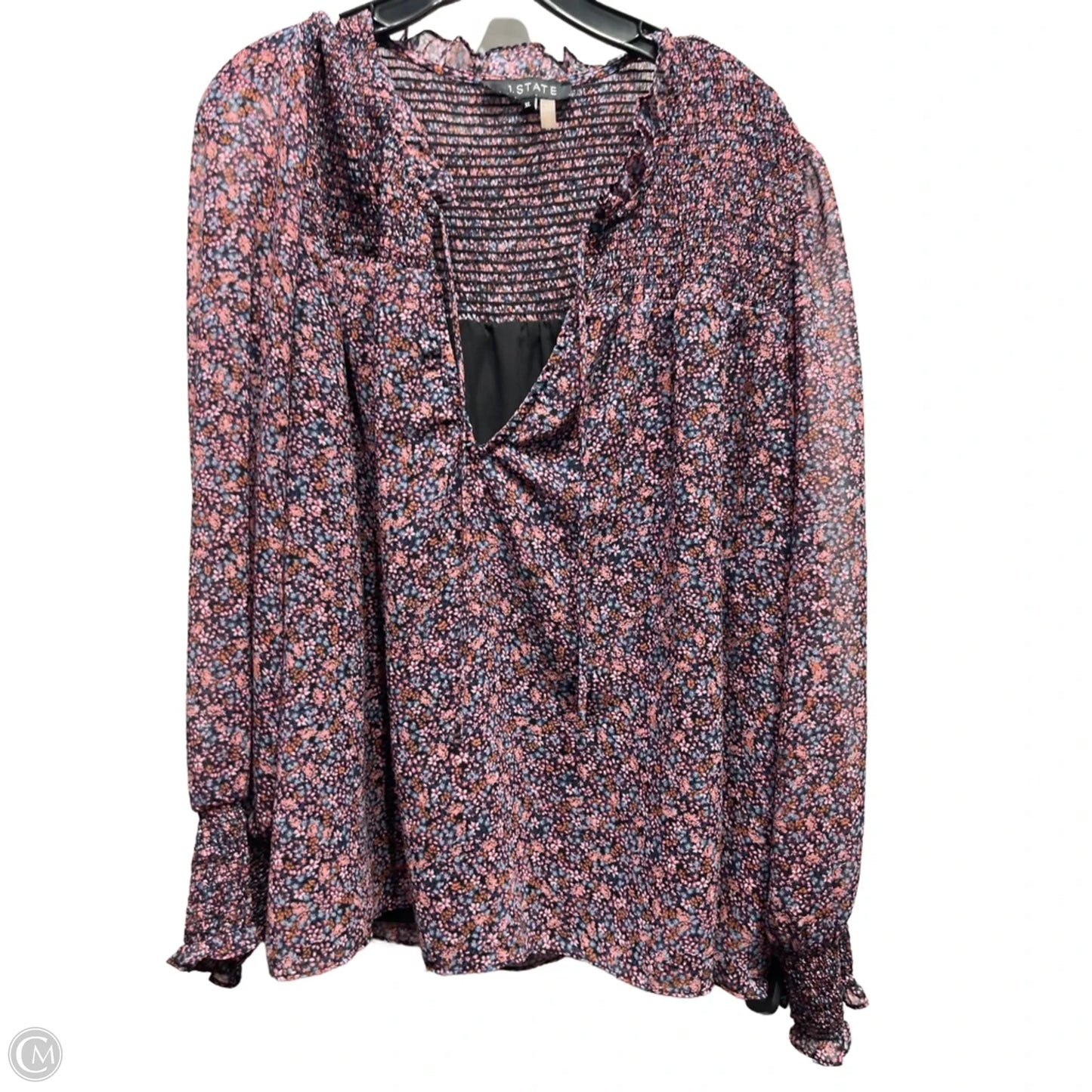 Top Long Sleeve By 1.state In Black & Pink, Size: Xl