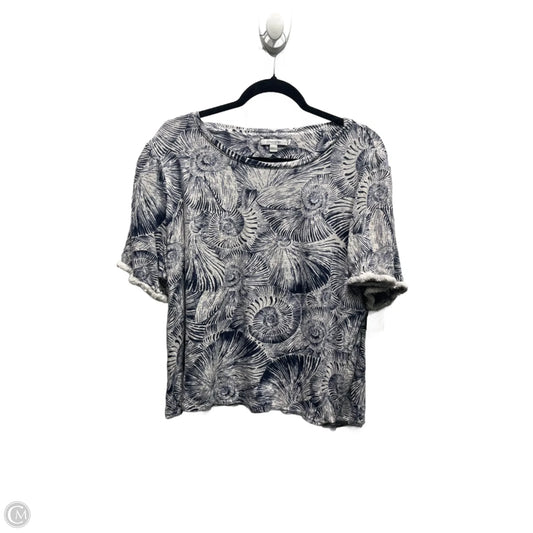 Top Short Sleeve By Chicos In Blue & White, Size: Xl
